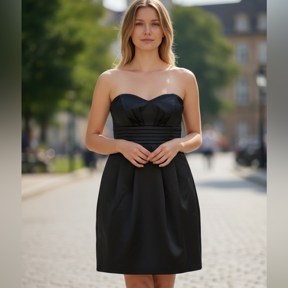 Black‎ Formal Strapless Mini Dress with Bow Size 13